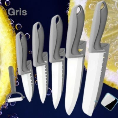 set de couteaux de cuisine gris