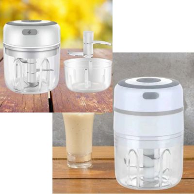 mini hachoir electrique ensemble 100, 250 et 300 ml blanc