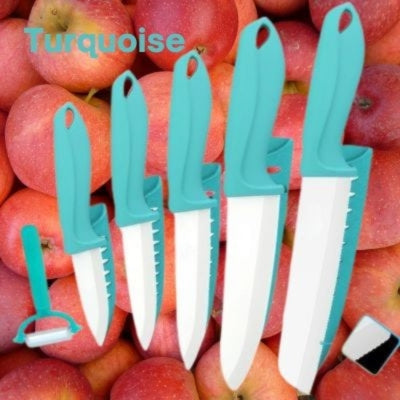 set de couteaux de cuisine turquoise