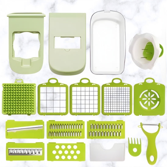 Mandoline Cuisine 17 pièces dont 8 lames tranchantes en acier inoxydable